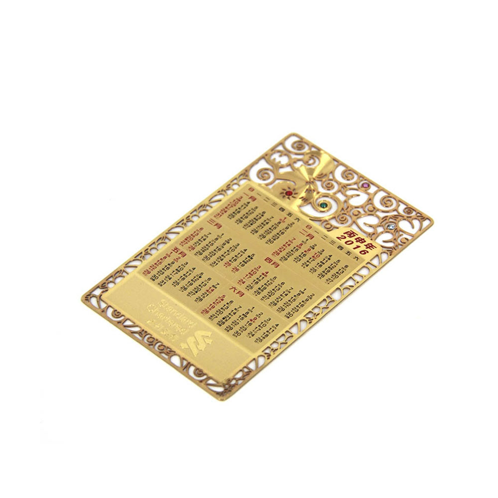 Gold Plated Calendar Card with Crystal Stone